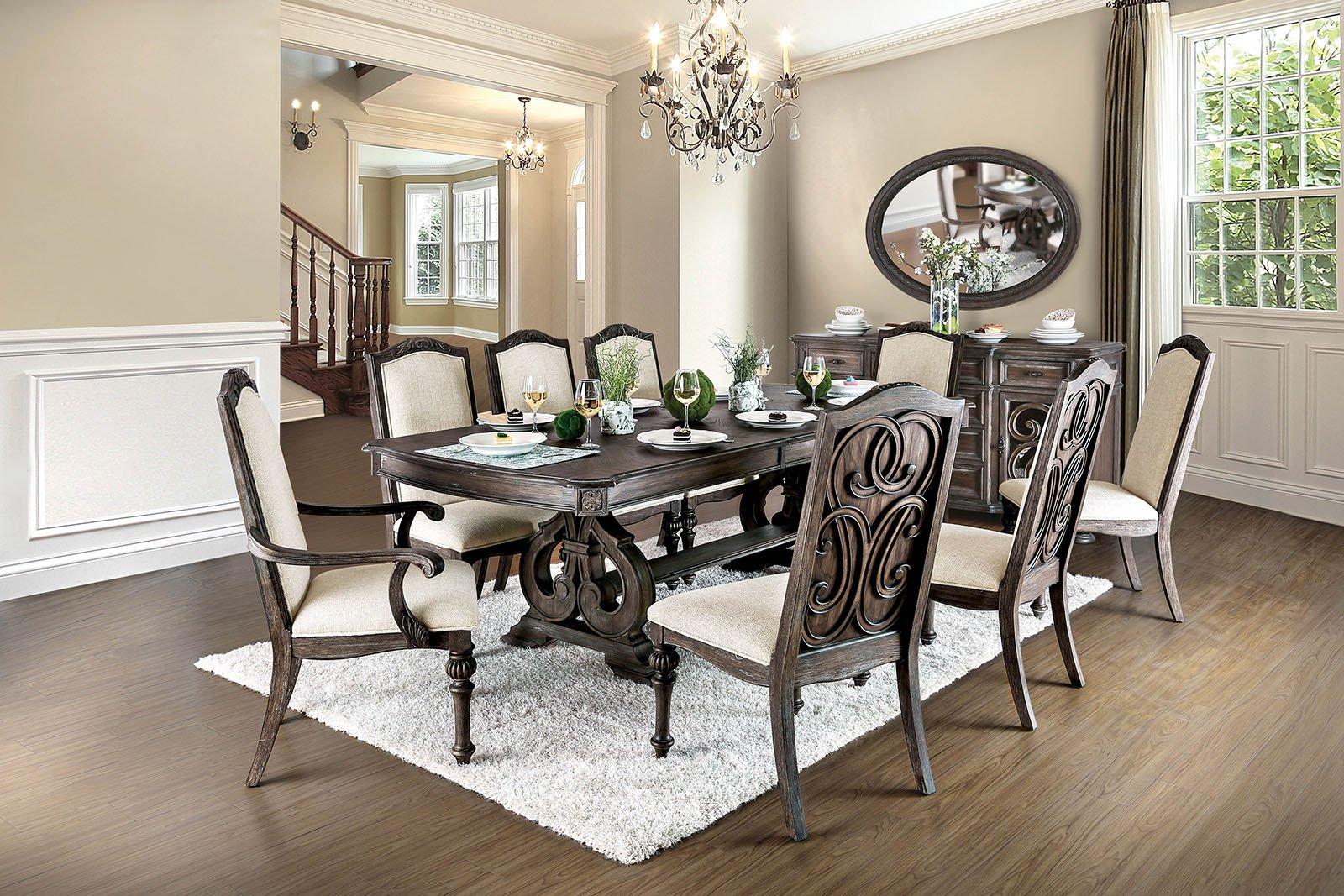 

    
Rustic Double Pedestal Dining Table ARCADIA CM3150T Furniture of America

