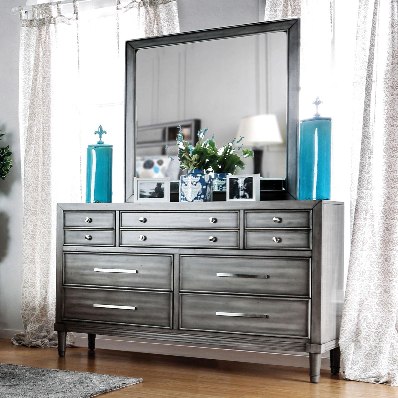 

    
Gray Solid Wood Dresser DAPHNE CM7556D Furniture of America Transitional
