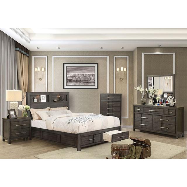 

        
Furniture of America KARLA CM7500GY-EK Storage Bed Gray Matte 00841403185310
