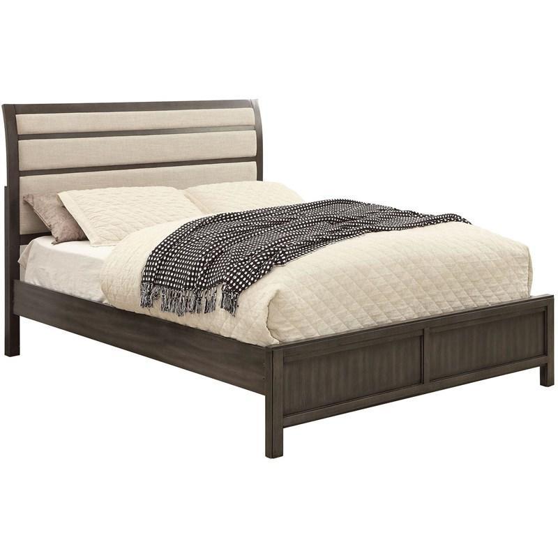 Transitional Platform Bed Berenice CM7580GY-EK-BED in Gray Matte Lacquer