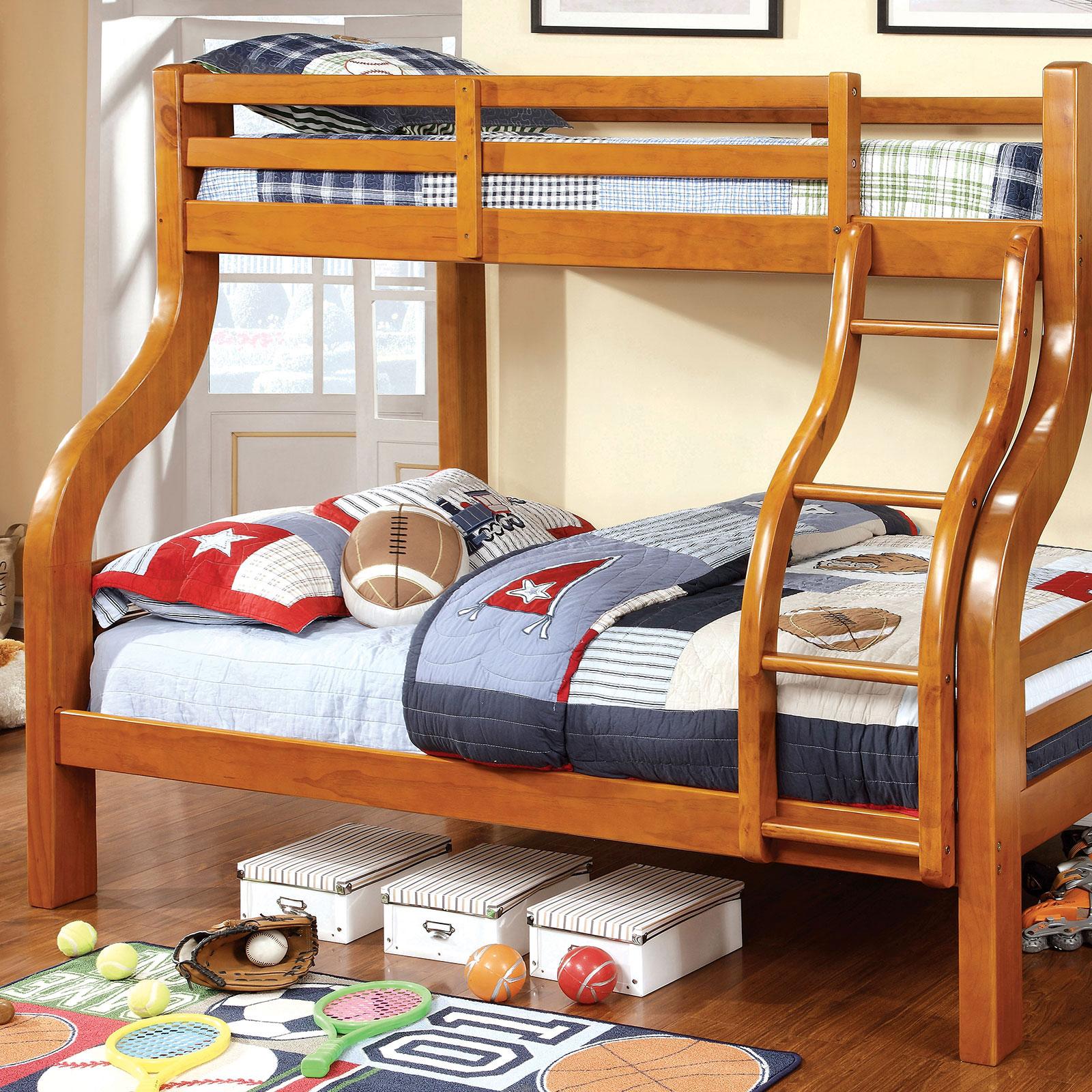 

    
Oak Wood Twin/Full Bunk Bed SOLPINE CM-BK618 Furniture of America Transitional
