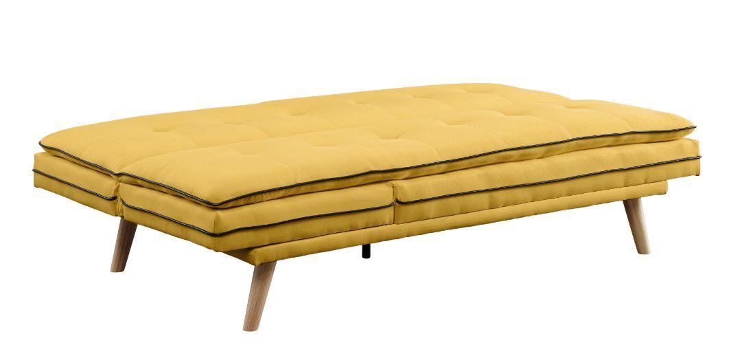 

    
Transitional Yellow Linen & Oak Finish Futon Sofa by Acme Savilla 57160
