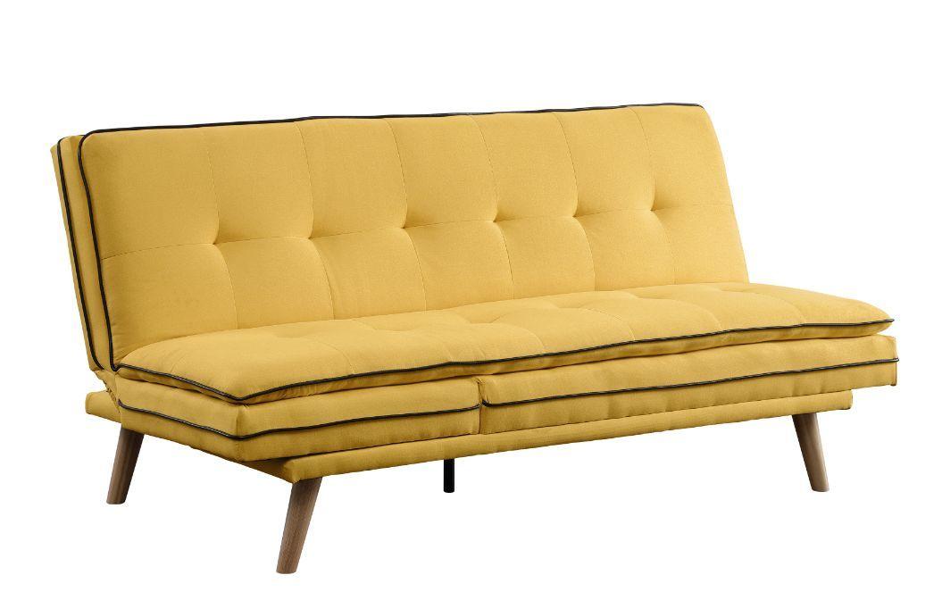 

    
Transitional Yellow Linen & Oak Finish Futon Sofa by Acme Savilla 57160
