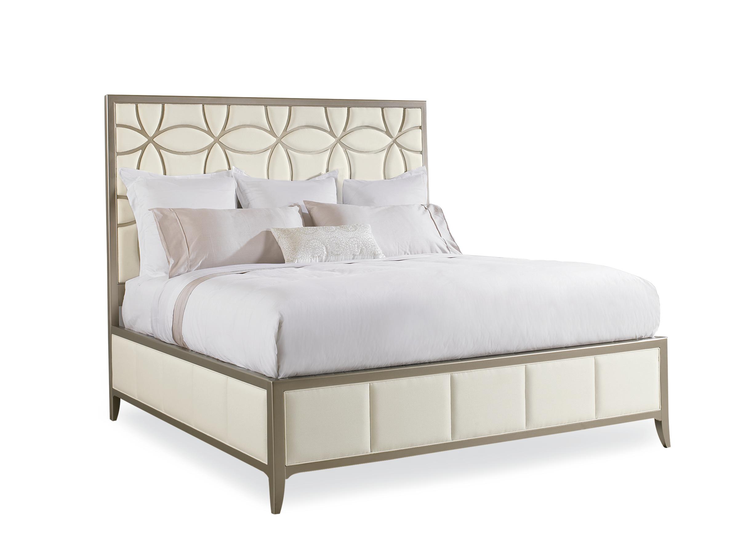 

    
Trellis Pattern Headboard White & Taupe Finish King Bed Set 3Pcs SLEEPING BEAUTY / BUONA NOTTE by Caracole
