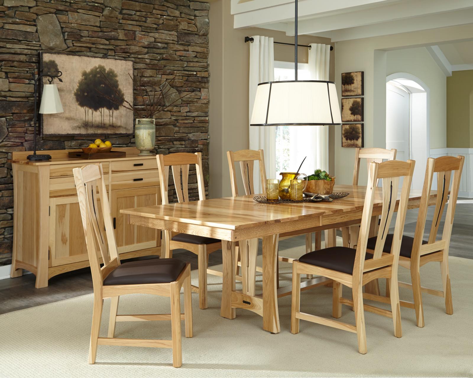 Rustic Dining Table Set Cattail Bungalow Natural CATNT6300-Set-7 in Natural Top grain leather