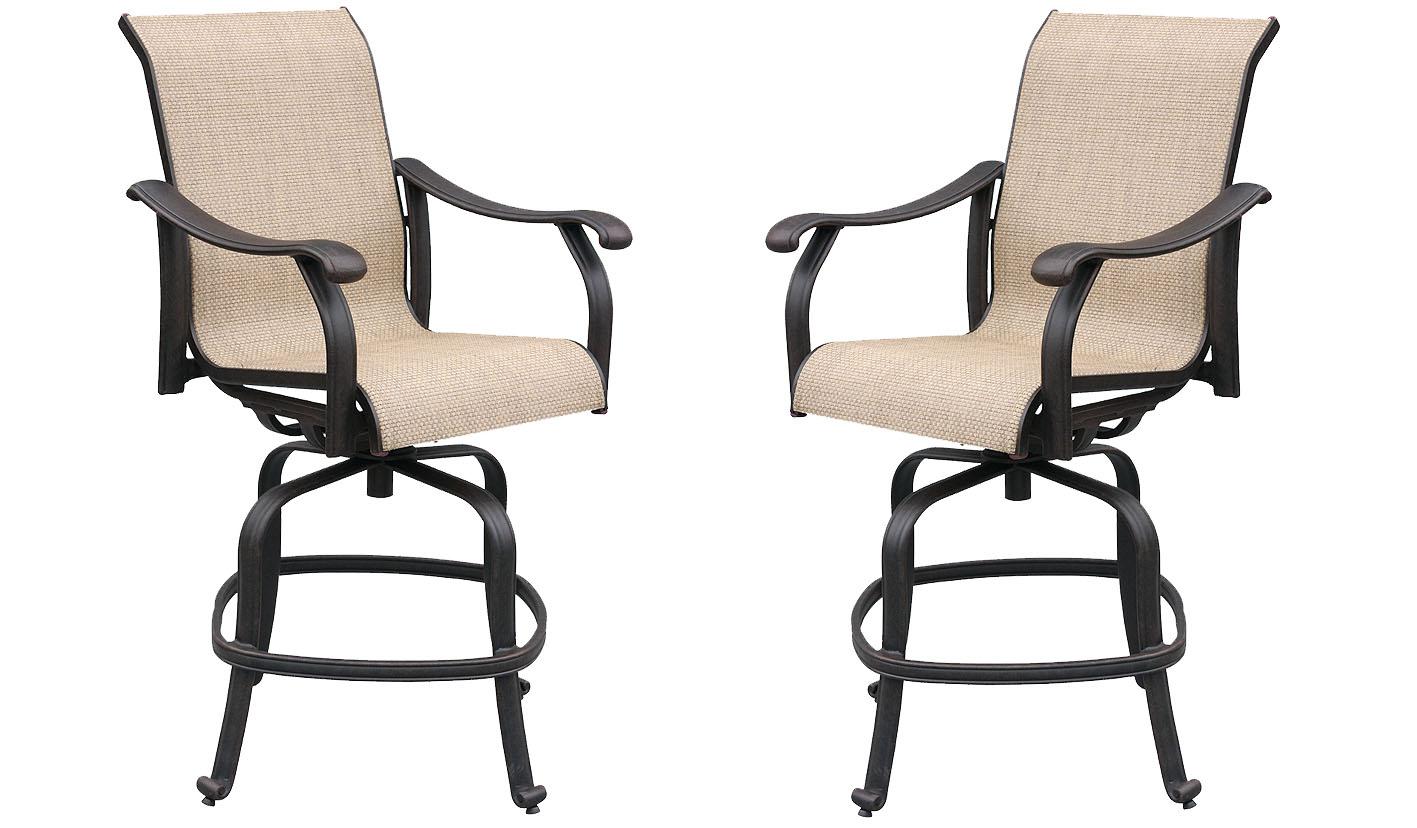 Contemporary Outdoor Barstool Trinity TRBS-Set-2 in Bronze, Natural Sling Material
