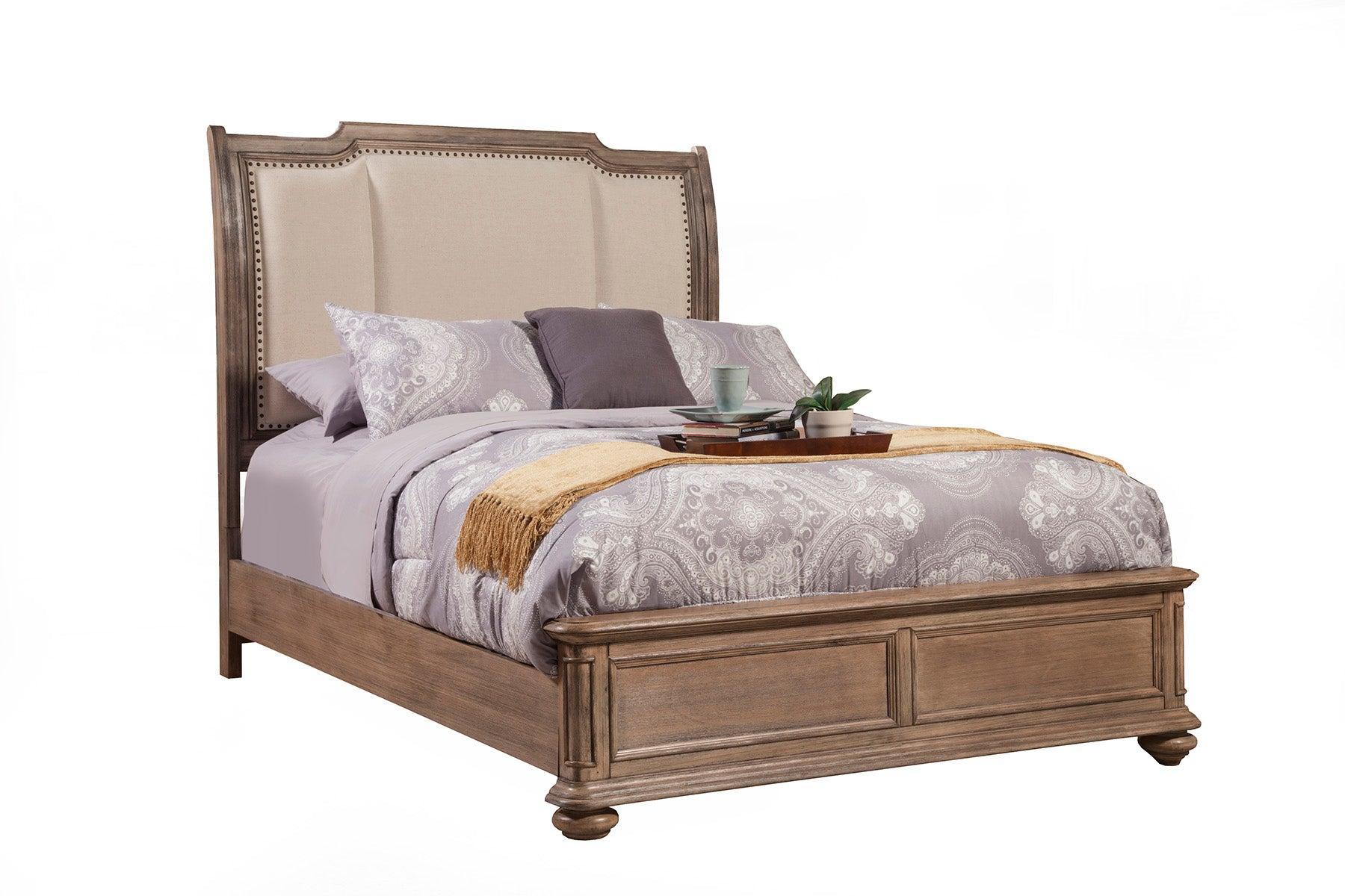 Modern, Traditional Sleigh Bed MELBOURNE 1200-07CK in Truffle Fabric