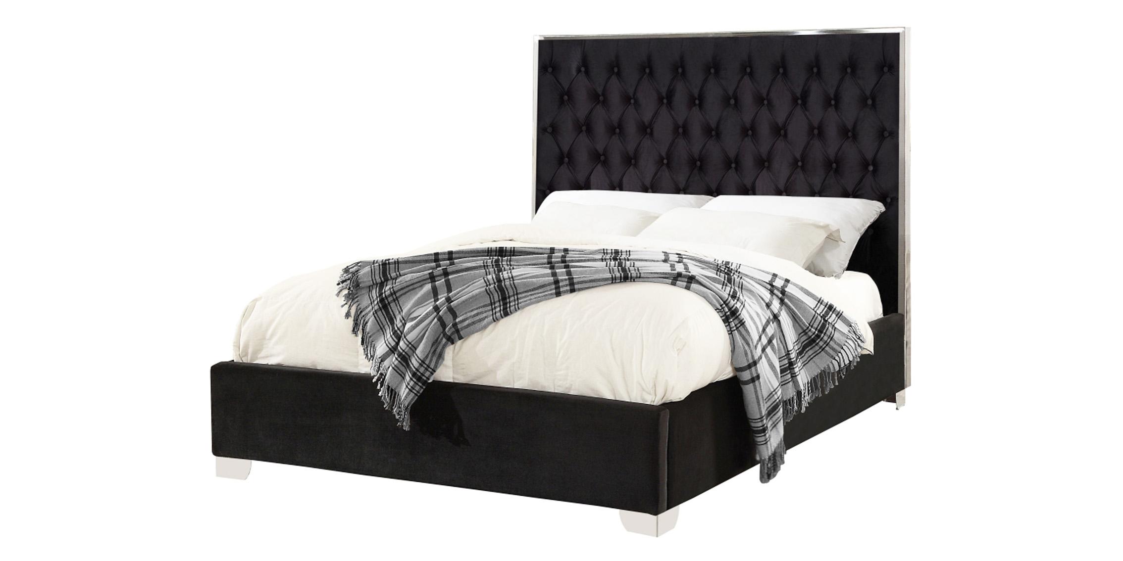 

    
Tufted Black Velvet Full Platform Bed Lexi Meridian Contemporary Modern

