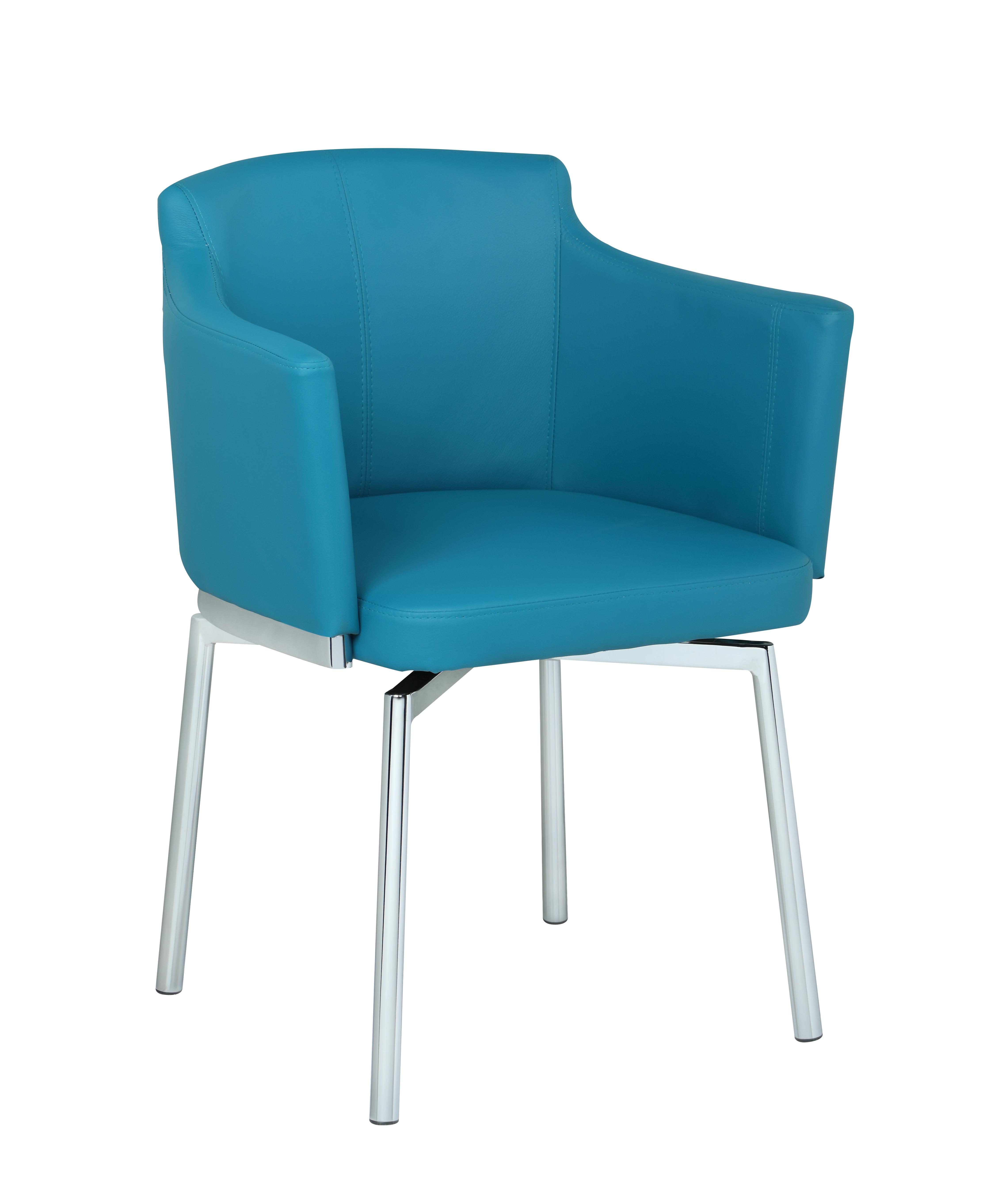 

    
Turquoise Eco Leather Chrome finish Club Dining Chairs 2Pcs Dusty by Chintaly Imports
