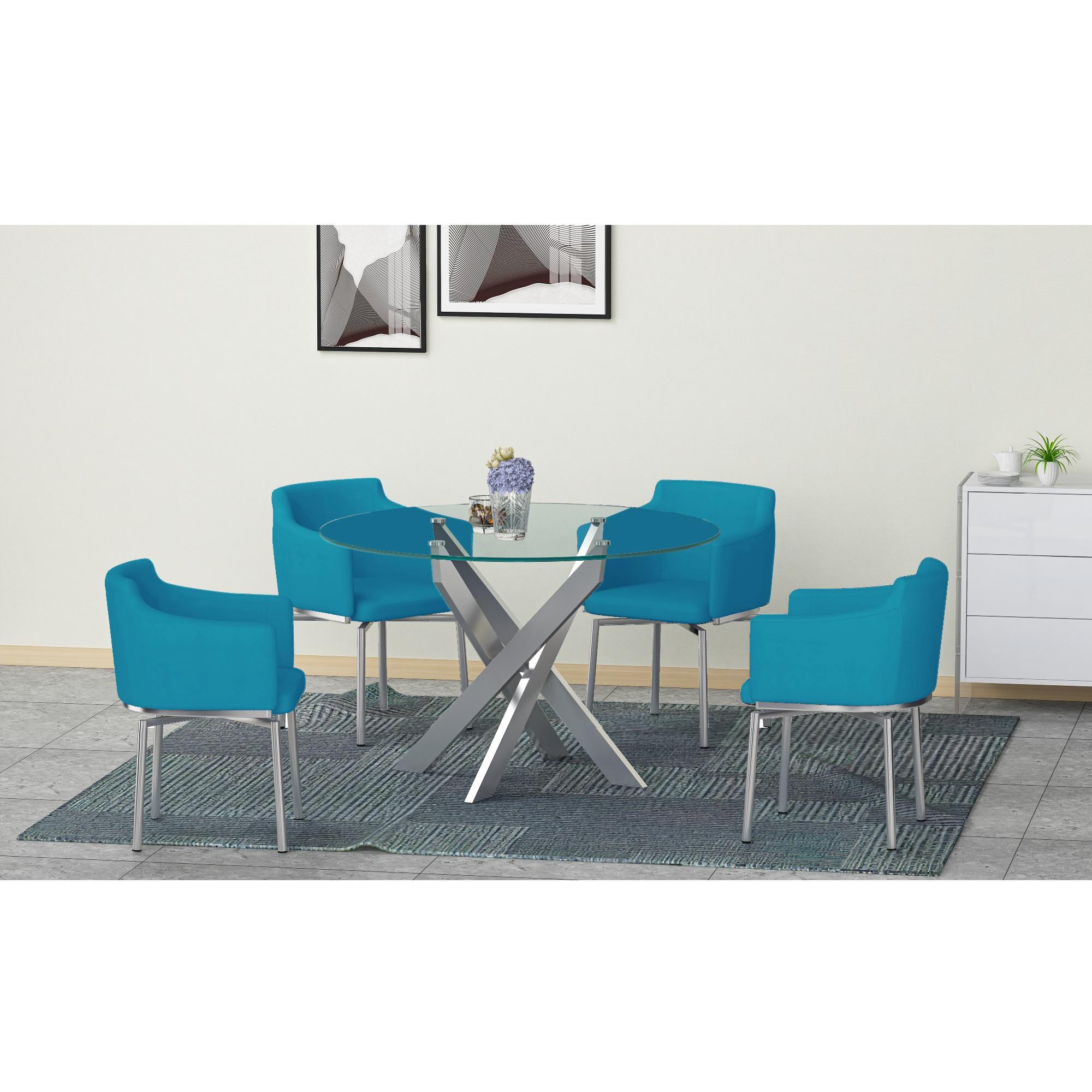 

    
DUSTY-AC-TQE-KD-Set-2 Turquoise Eco Leather Chrome finish Club Dining Chairs 2Pcs Dusty by Chintaly Imports
