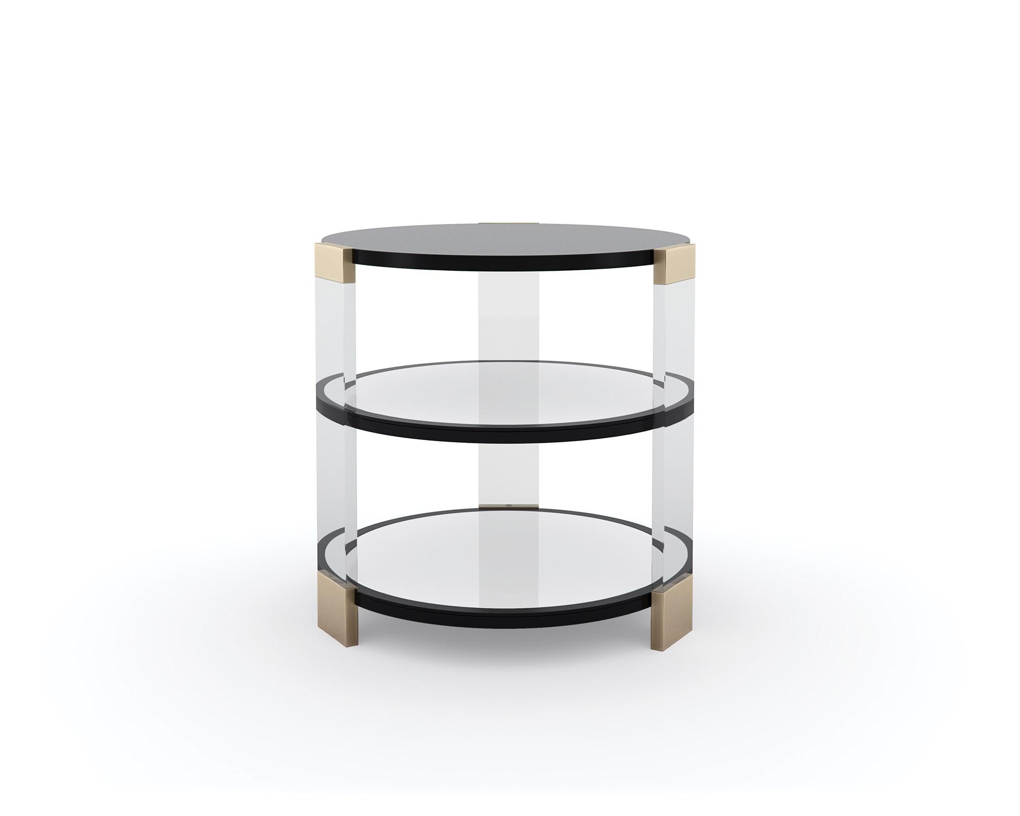 

    
Tuxedo Black & Whisper of Gold End Table GO AROUND IT by Caracole
