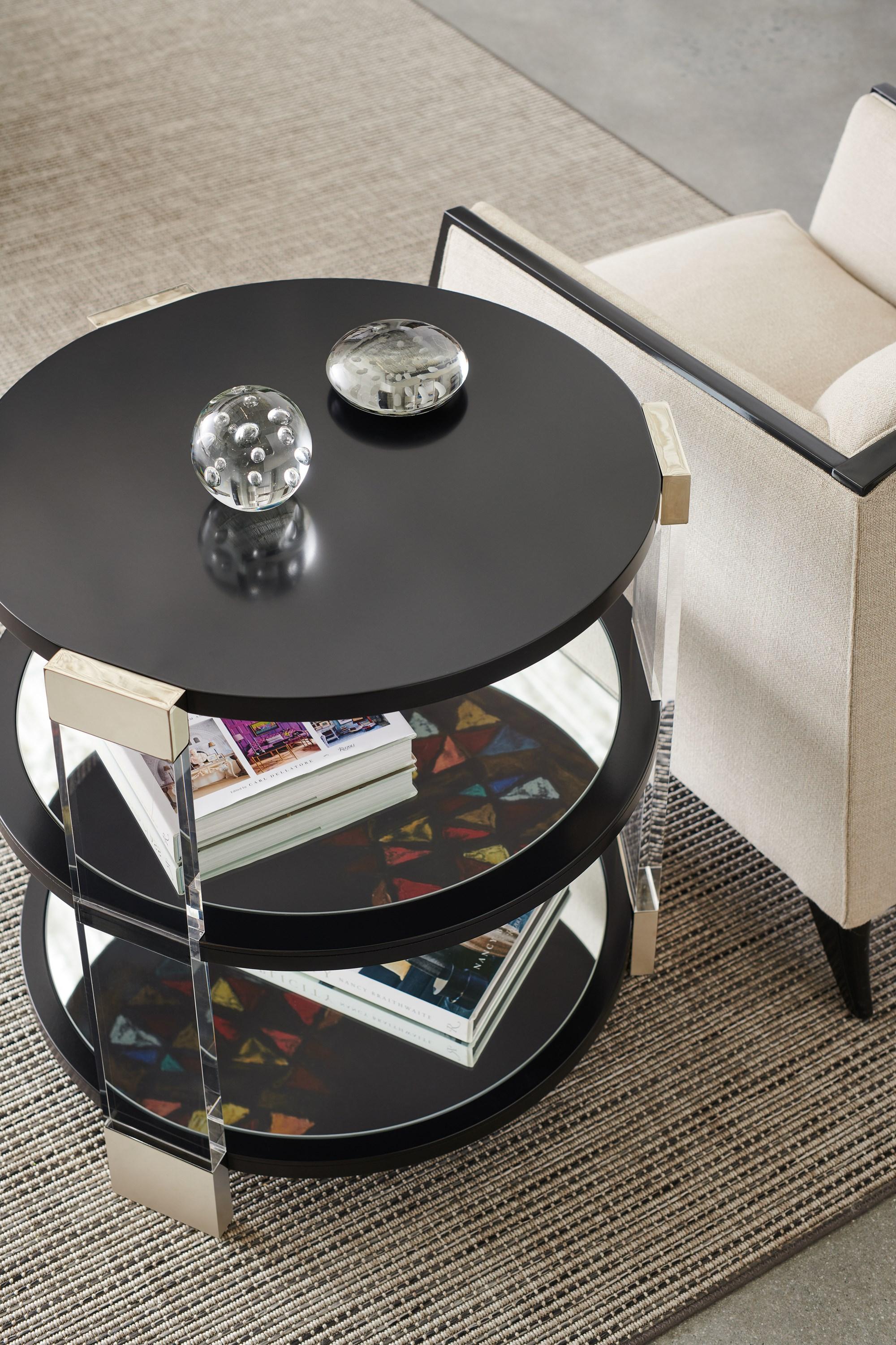 

        
Caracole GO AROUND IT End Table Gold/Black  662896036220
