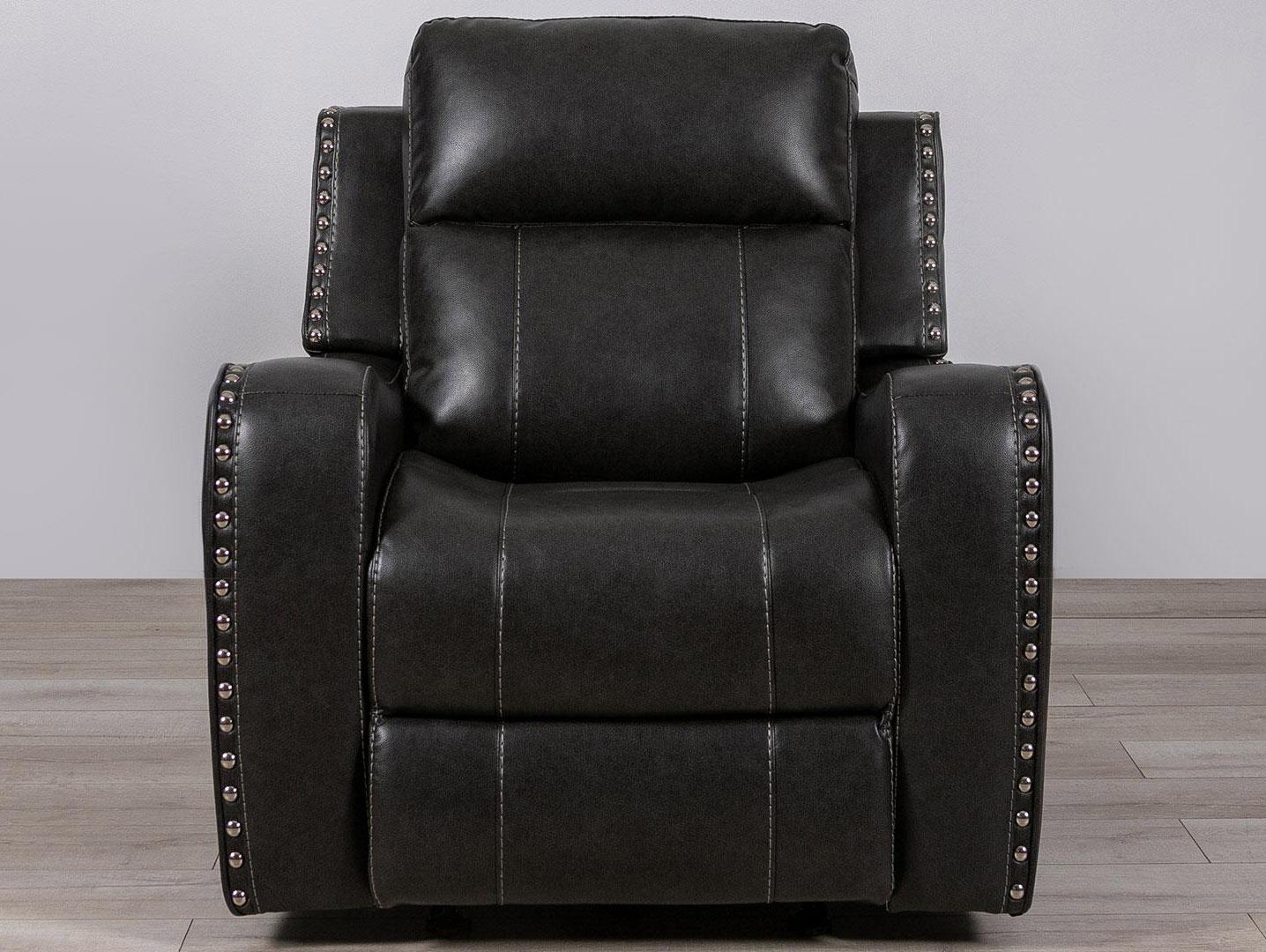 Transitional Glider recliner U131 U131-DTP932-7 CHARCOAL GRY-GR in Charcoal Grey leather Air