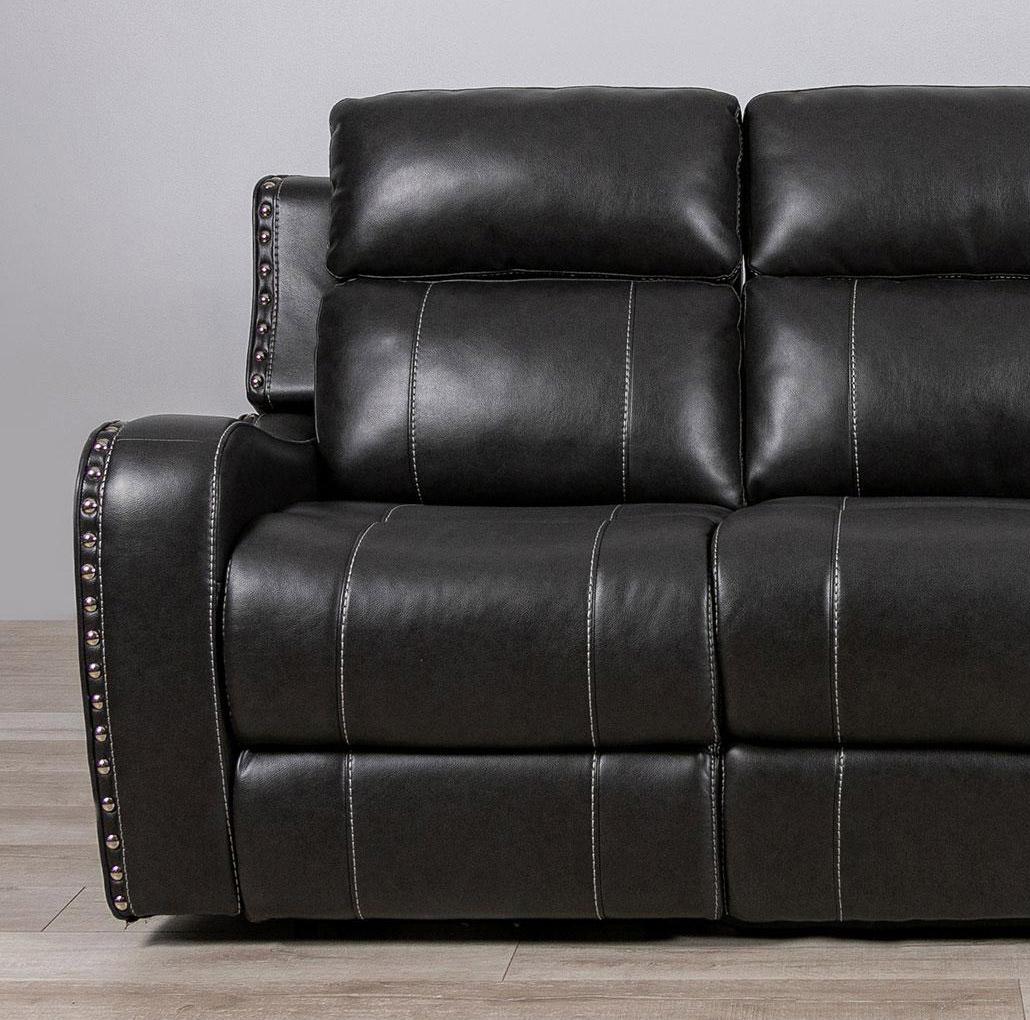 

    
U131 Charcoal Grey Leather Air Reclining Sofa Global USA
