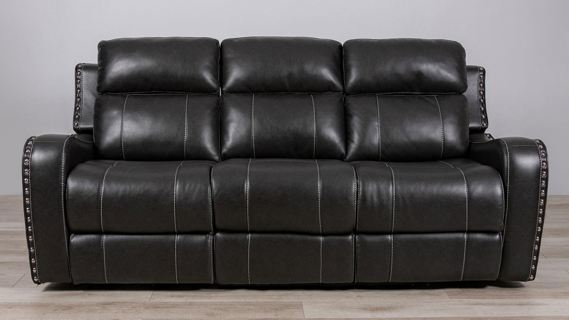 

    
U131 Charcoal Grey Leather Air Reclining Sofa Set w/ Console 2Pcs Global USA
