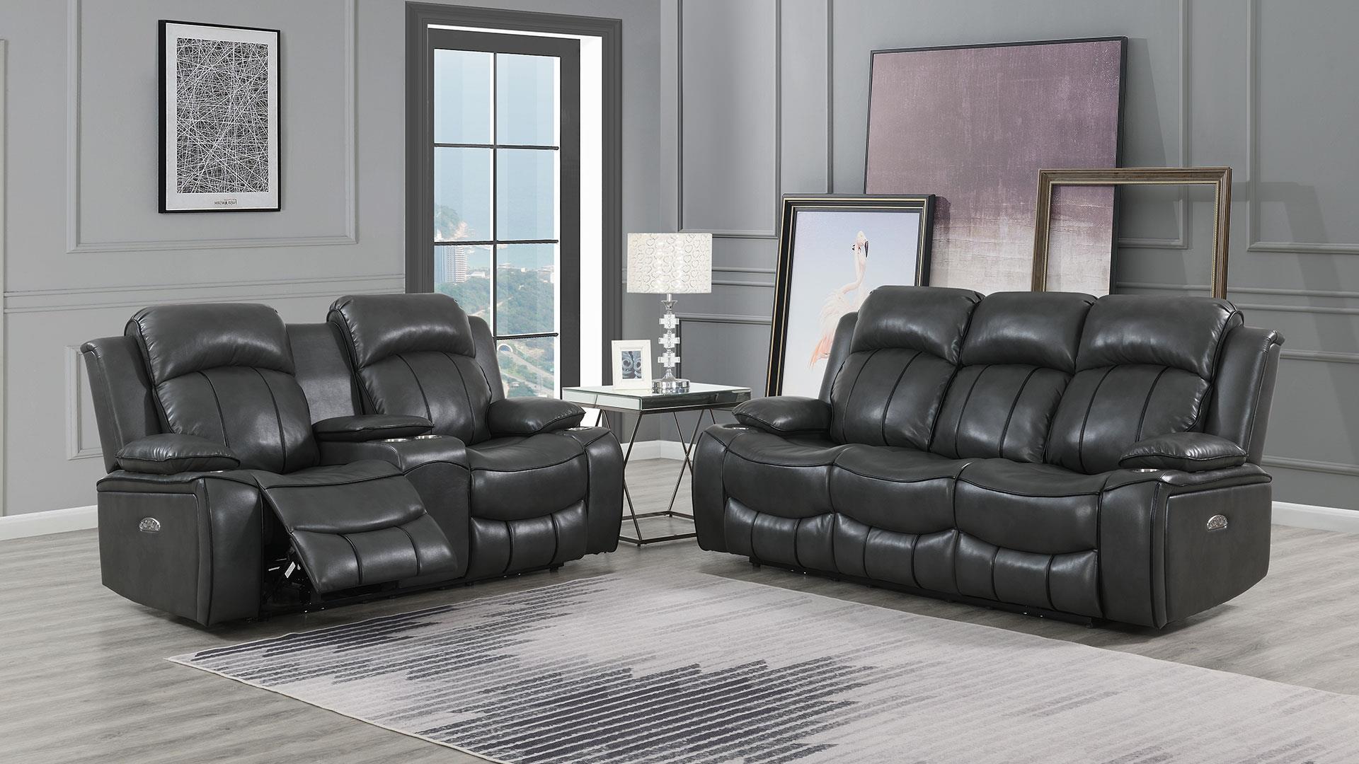 

                    
Global Furniture USA U3120 CHARCOAL GREY Power Reclining Loveseat Gray Faux Leather Purchase 
