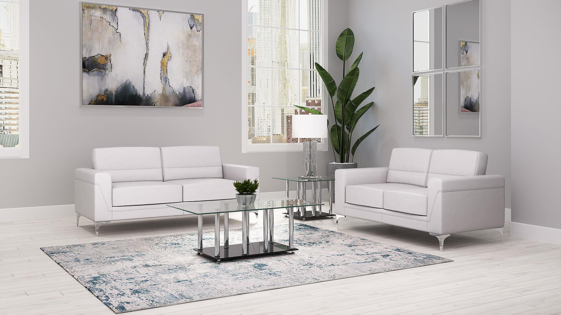 

    
U6109 Light Grey PVC Contemporary Design Sofa Set 2Pcs Global USA
