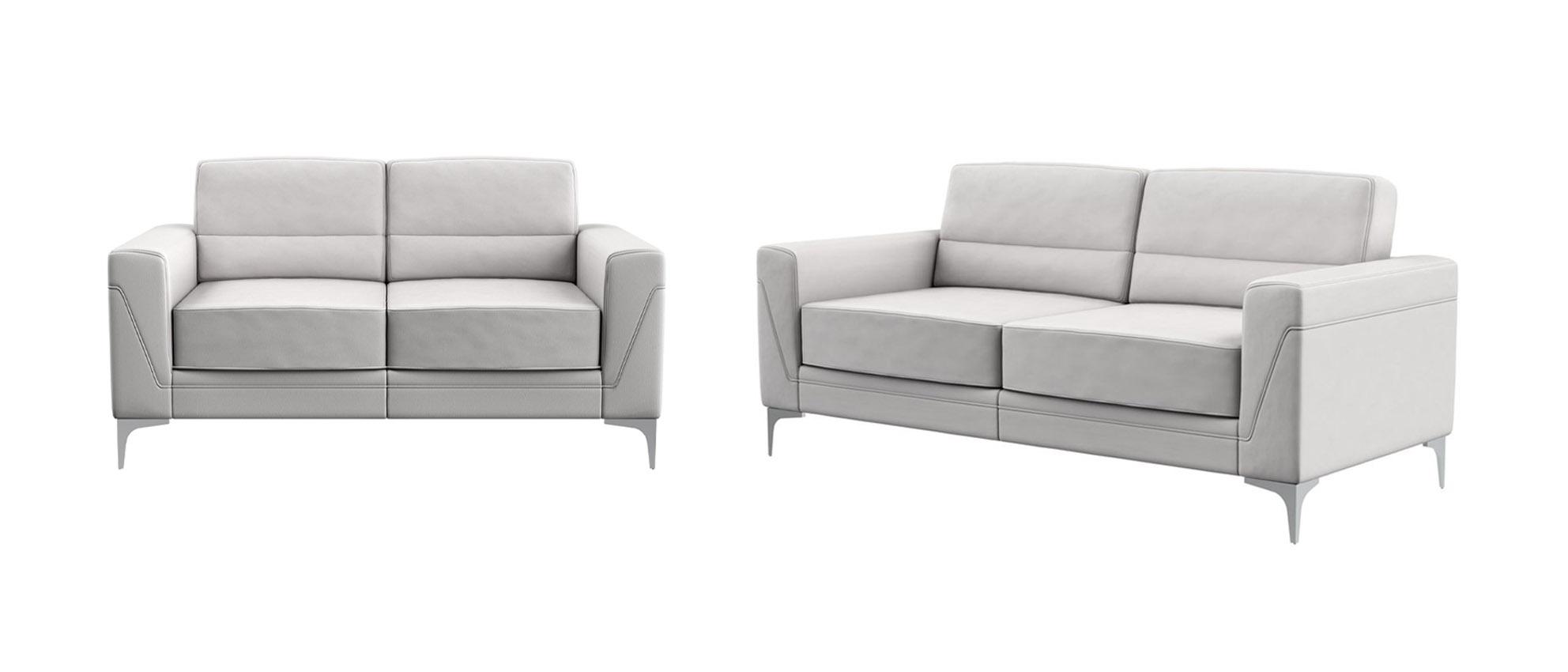 Transitional Sofa and Loveseat Set U6109 U6109-S/L in Light Gray PVC