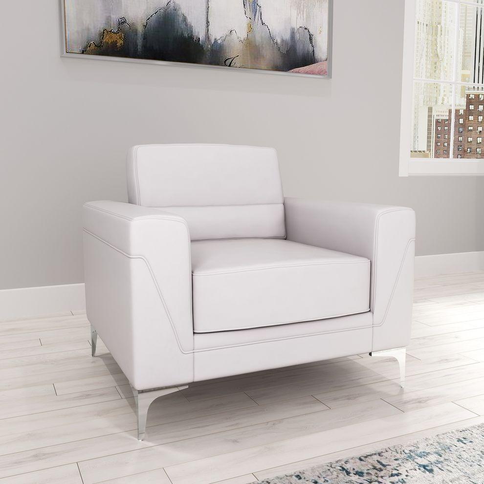 

    
 Order  U6109 Light Grey PVC Contemporary Design Sofa Set 3Pcs Global USA
