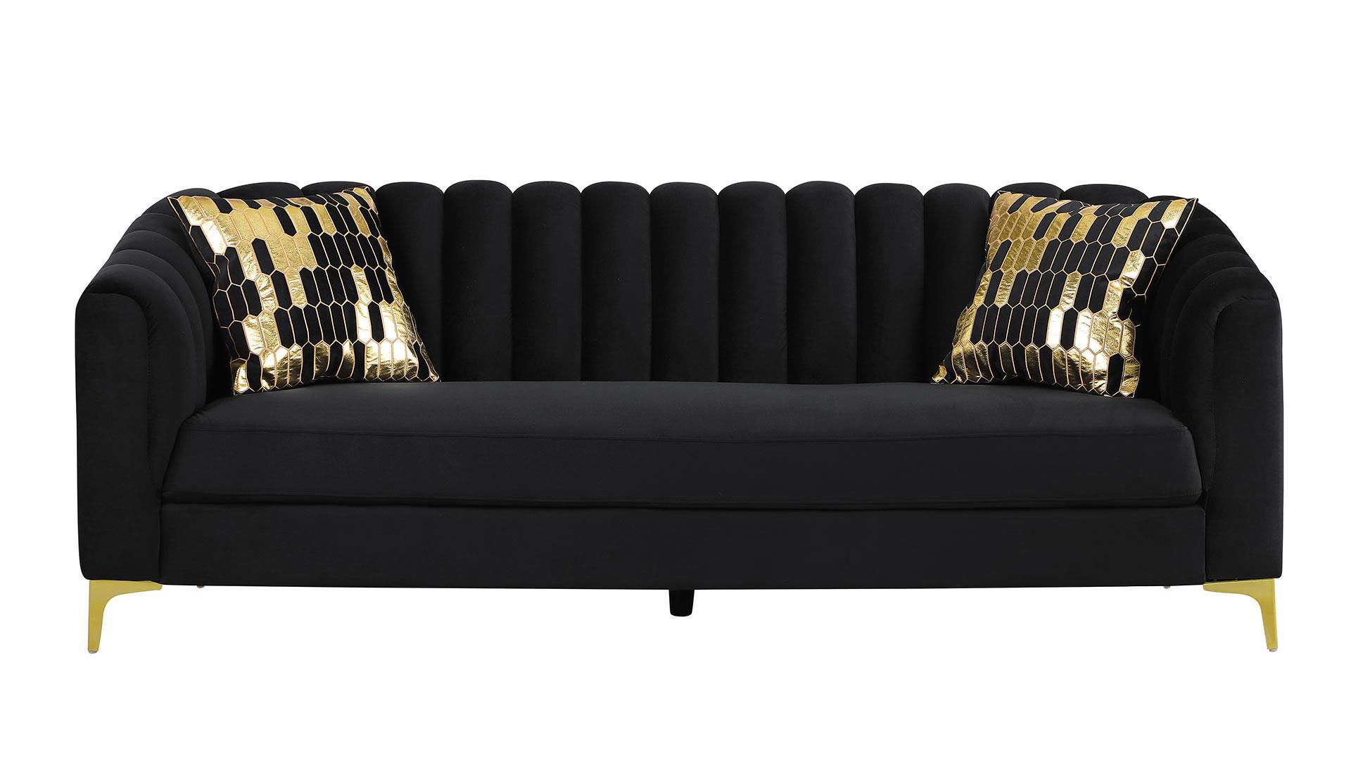 

    
U777 Black Velvet Channel Tufted Back Contemporary Design Sofa Global USA
