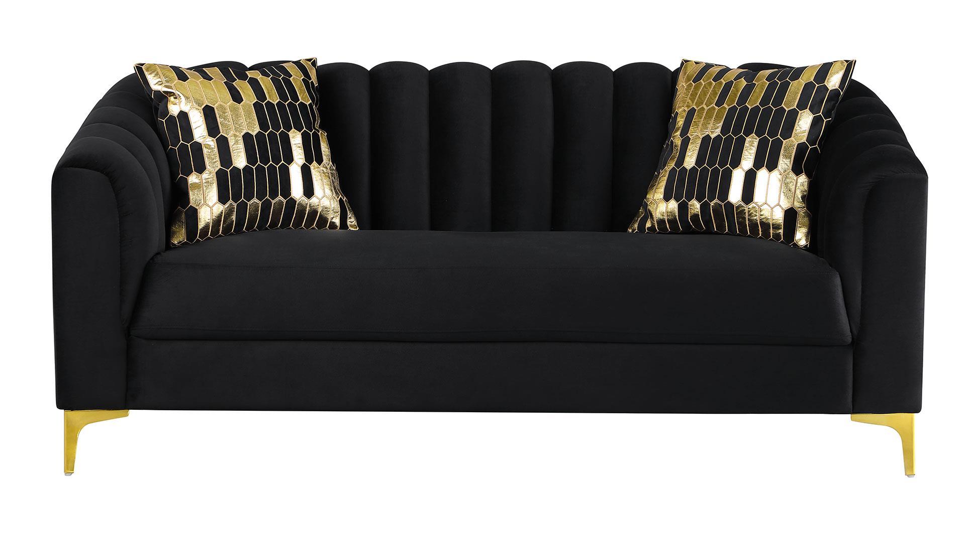 

    
U777-BLACK VELVET-S/LS/CH U777 Black Velvet Channel Tufted Back Contemporary Design Sofa Set 3Pcs Global USA
