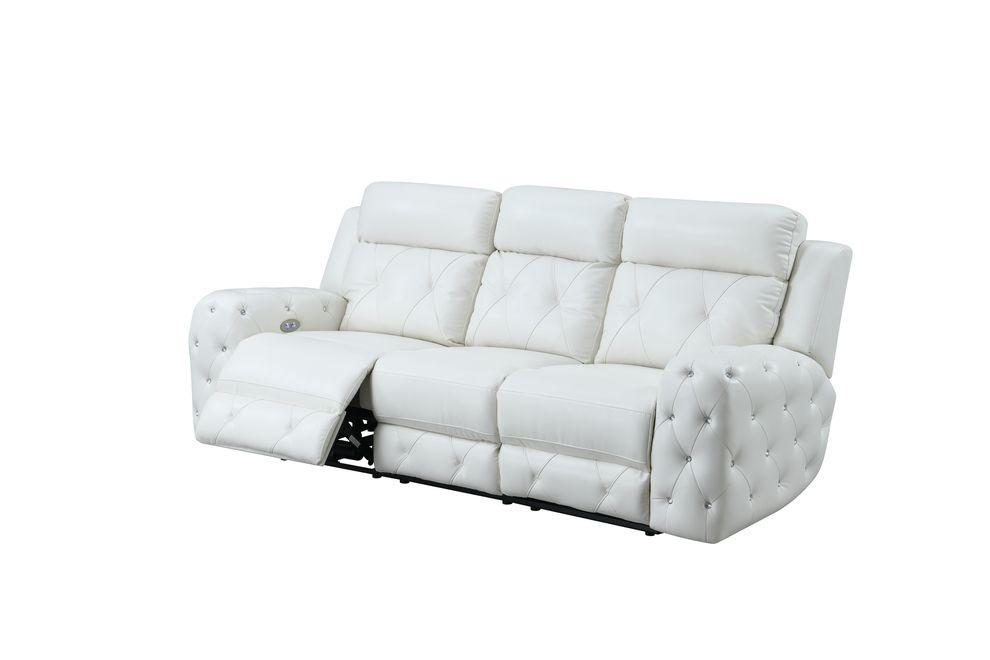 

    
U8311 White Leather Gel Modern Power Reclining Sofa Global USA
