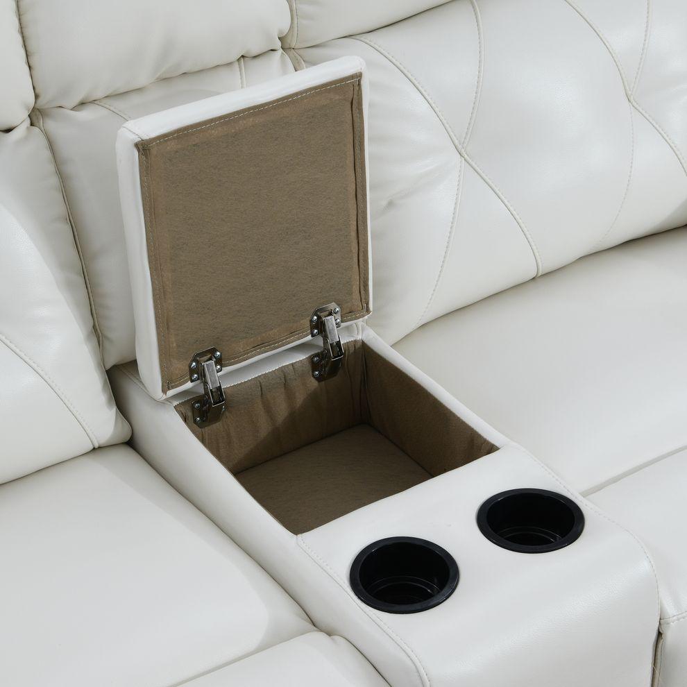 

    
 Shop  U8311 White Leather Gel Modern Power Reclining Sofa Set w/Console 3Pcs Global USA
