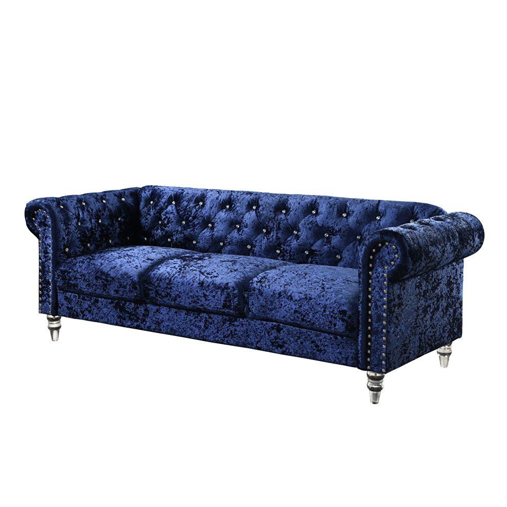 Transitional Sofa U9550 U9550-BLUE VELVET- S in Blue Velvet