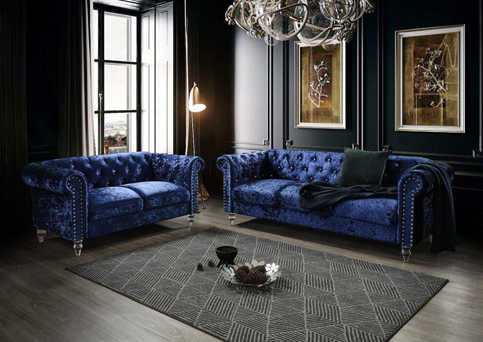 

    
U9550-BLUE VELVET-S/LS/CH U9550 Tufted Design Glam Dark Blue Velvet Sofa Set 3Pcs Global USA
