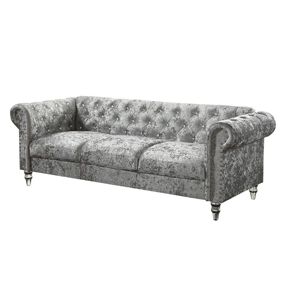 Transitional Sofa U9550 U9550-GRY VELVET-S in Gray Velvet