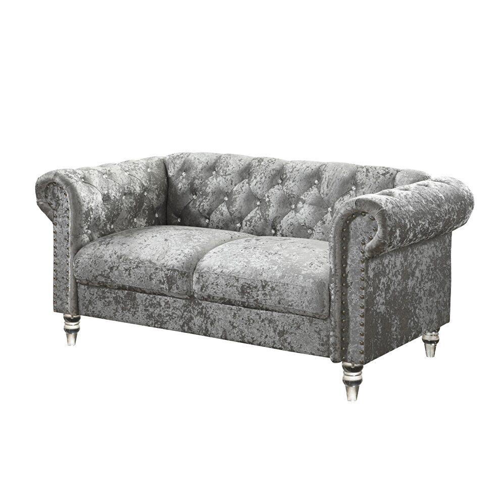 

    
Global Furniture USA U9550 Sofa Loveseat and Chair Set Gray U9550-GREY VELVET-S/LS/CH
