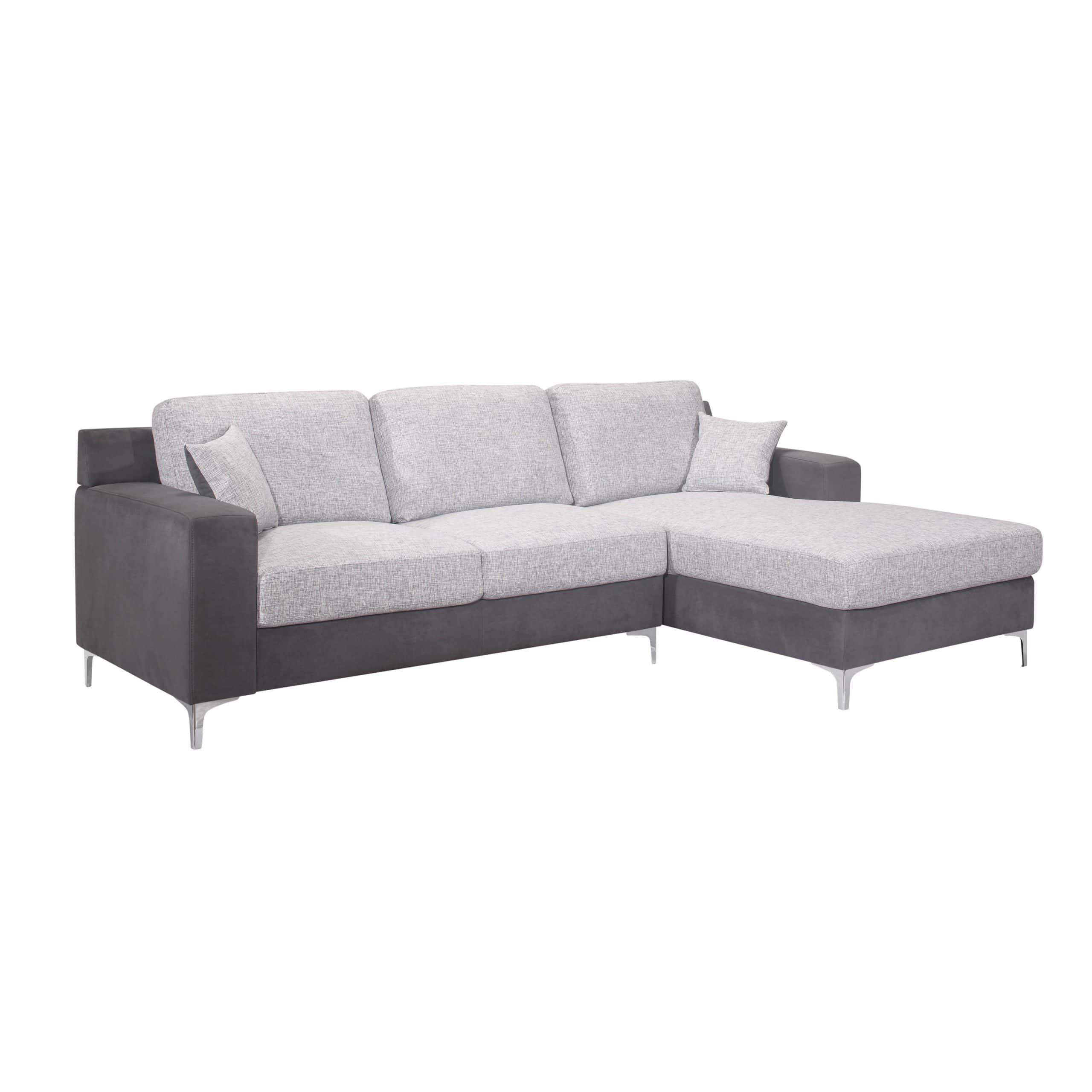 Contemporary Sectional Sofa U967 U967-GREY/DRK GREY-SECTIONAL in Light Grey, Dark Grey leather gel