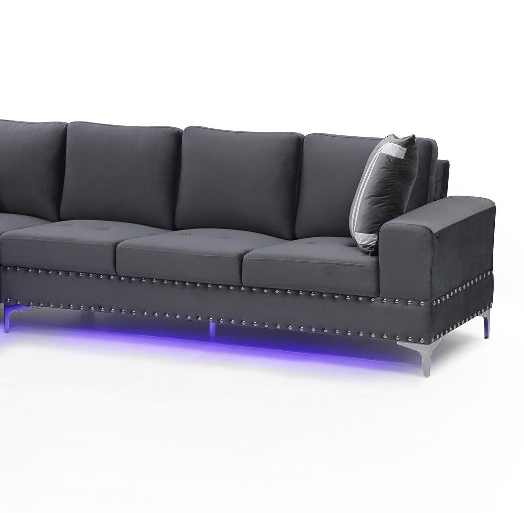 

    
Global Furniture USA U97 Sectional Sofa Gray U97-GREY VELVET-SECTIONAL W/ LED
