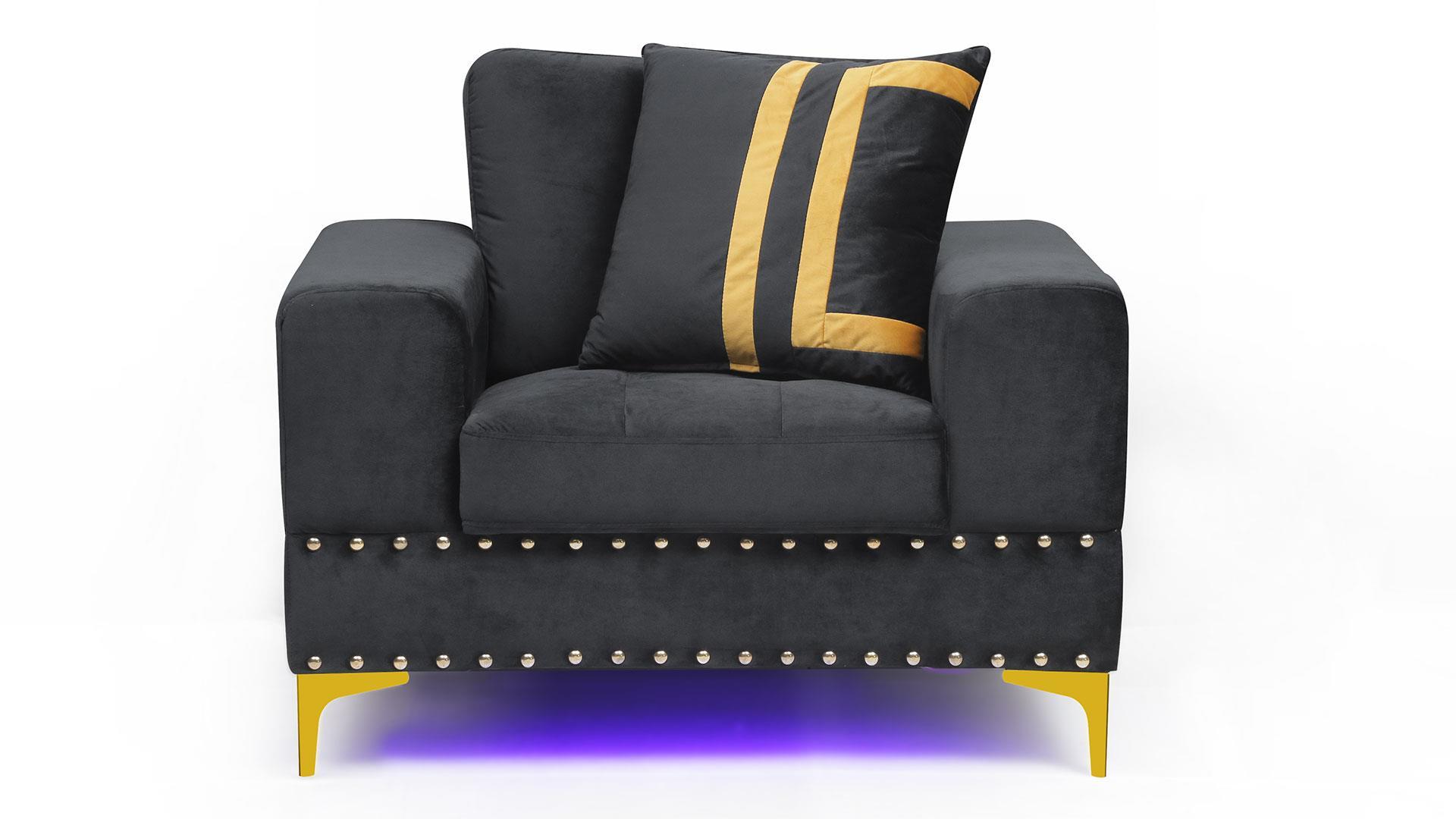 

    
U98 Glam Design Black Velvet Armchair w/ LED Global USA
