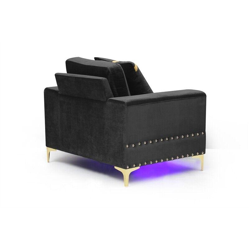

    
U98-BLACK VELVET-S/LS/CH U98 Glam Design Black Velvet Sofa Set 3Pcs w/ LED Global USA
