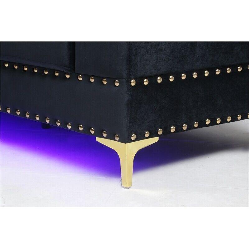 

    
U98 Glam Design Black Velvet Sofa Set 3Pcs w/ LED Global USA
