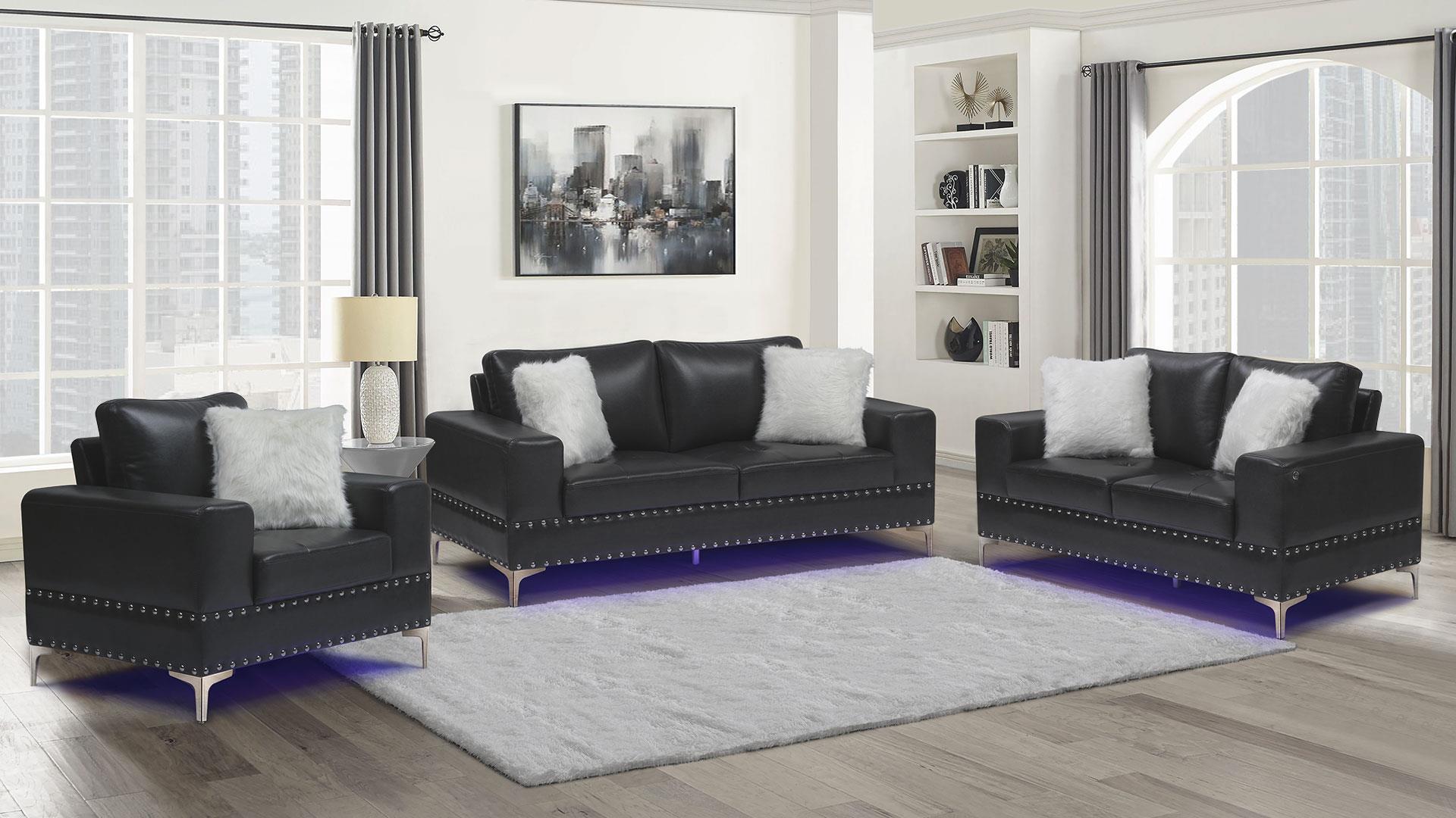 

    
U98-BLANCHE CHARCOAL-S/LS U98 Glam Design Charcoal Leather Gel Sofa Set 2Pcs w/ LED Global USA

