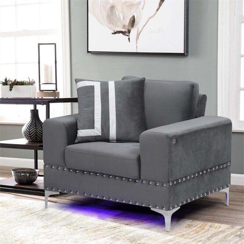 

    
U98-GREY VELVET-CH W/ LED Global Furniture USA Armchair
