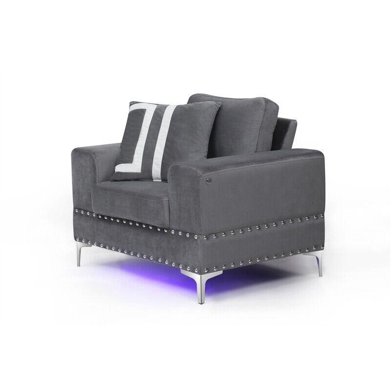 

    
Global Furniture USA U98 Armchair Gray U98-GREY VELVET-CH W/ LED
