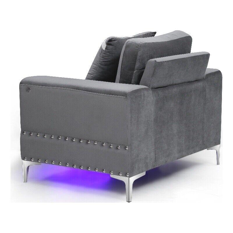 

    
U98-GREY VELVET-S/LS/CH U98 Glam Design Gray Velvet Sofa Set 3Pcs w/ LED Global USA
