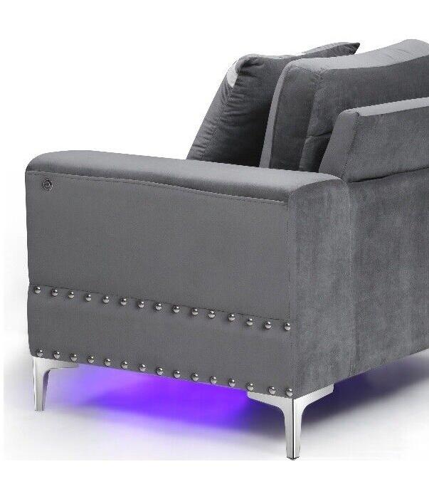 

    
U98-GREY VELVET-S W/ LED + USB Global Furniture USA Sofa

