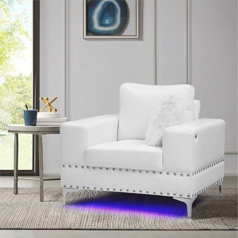 

    
 Order  U98 Glam Design White Leather Gel Sofa Set 3Pcs w/ LED Global USA
