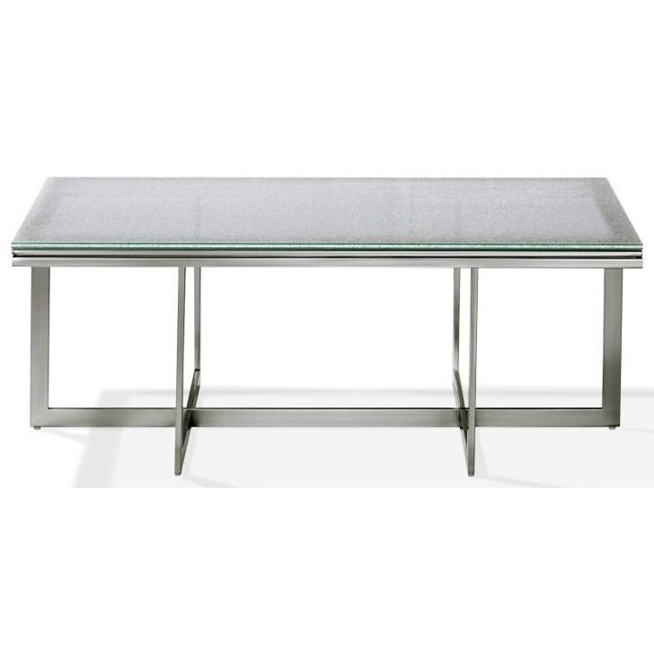 

    
Ultra-clear Crackled Glass Metal Base Coffee Table ELIZA by Modus Furniture
