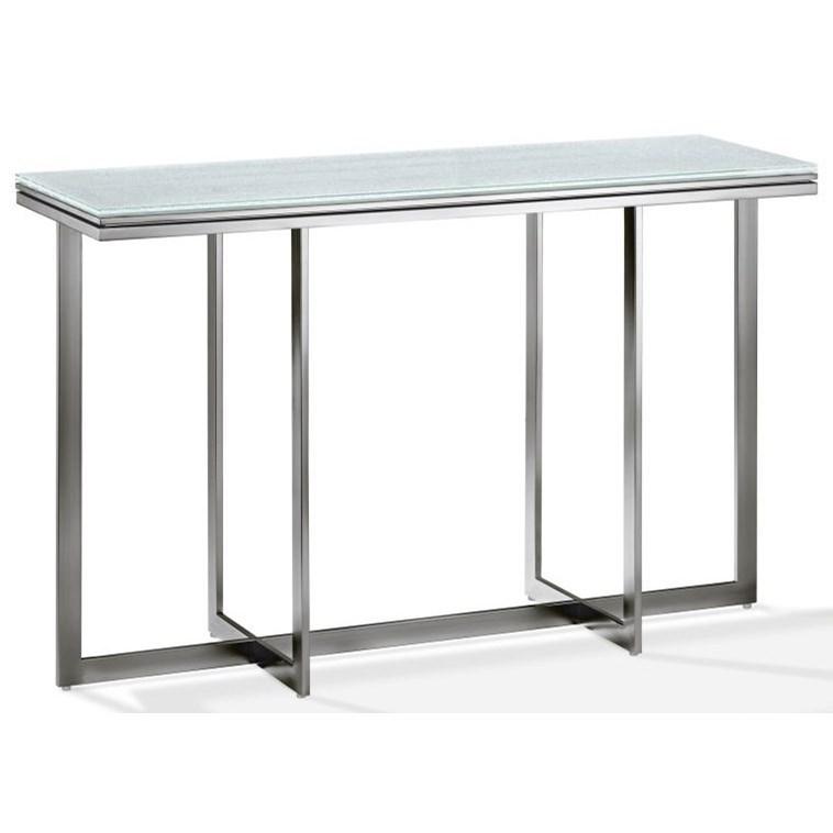 

    
Ultra-clear Crackled Glass Metal Base Console Table ELIZA by Modus Furniture
