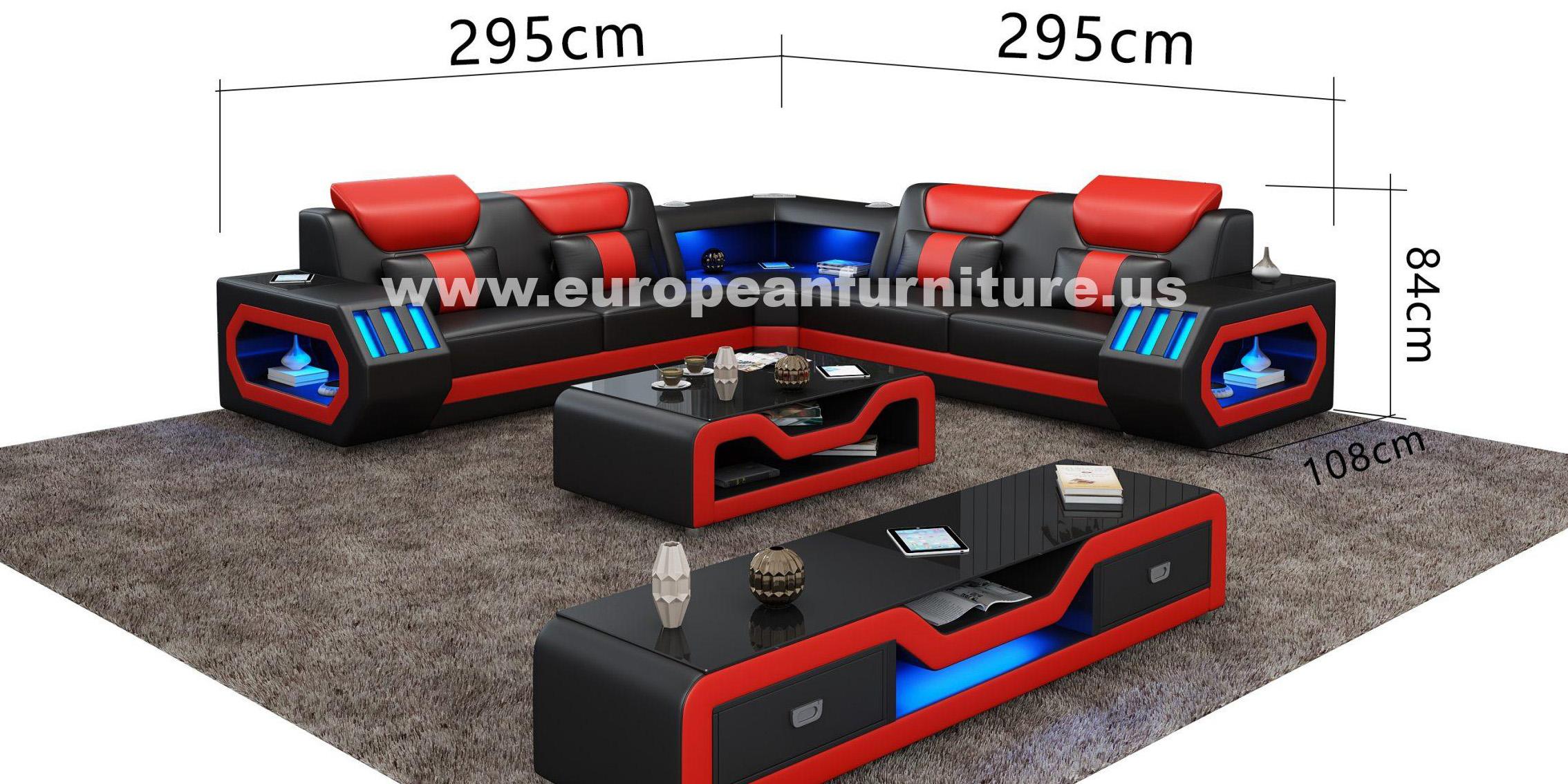 

    
EUROPEAN FURNITURE SPACESHIP Sectional Sofa Red/Black LED-86661-BR
