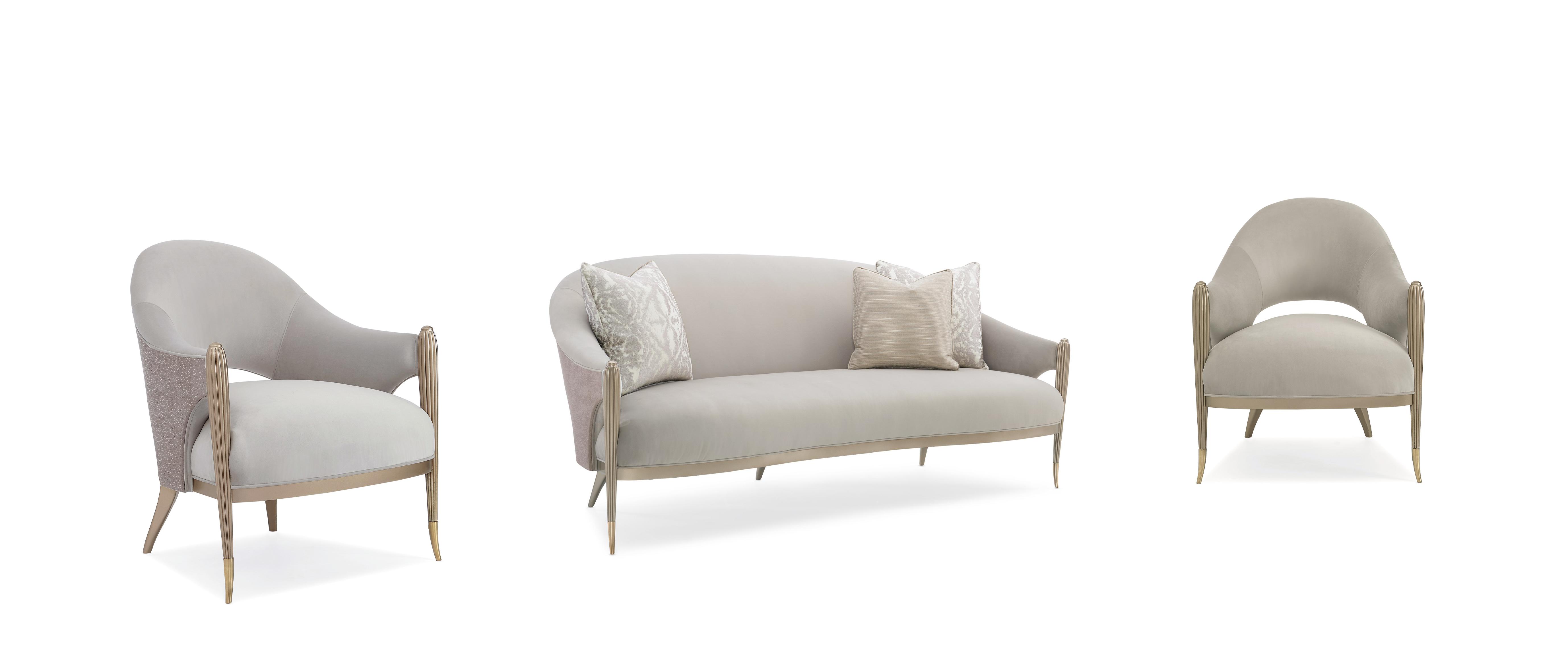 Contemporary Sofa and Chair PRETTY LITTLE THING UPH-019-111-A-3PC in Light Gray Fabric