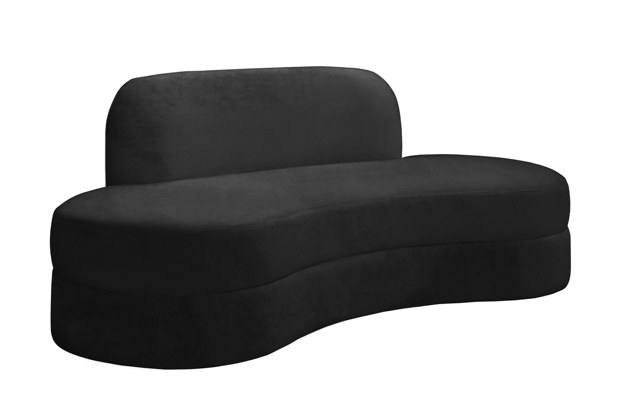 Contemporary Sofa MITZY 606Black-S 606Black-S in Black Velvet