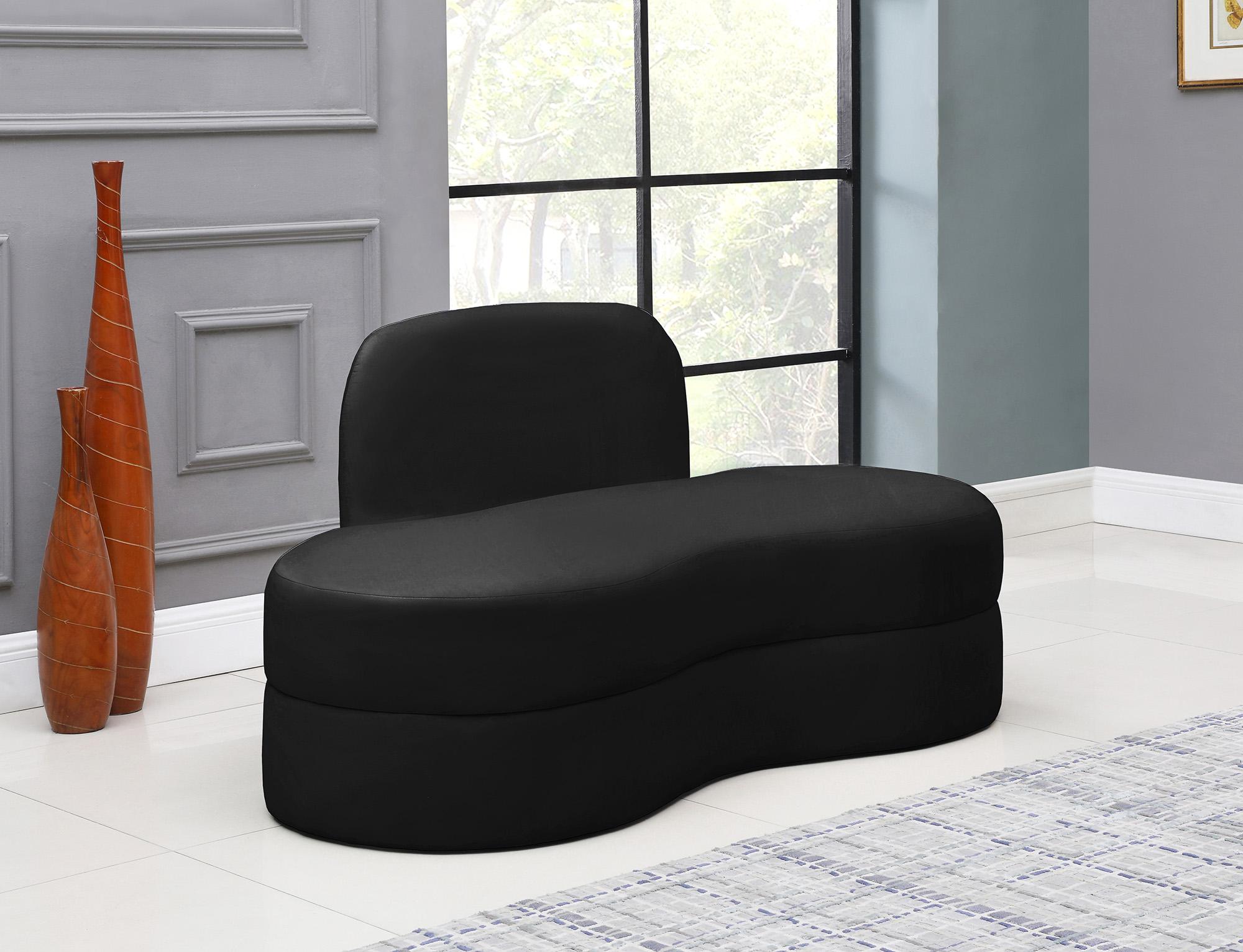 

    
 Shop  Ultra Vogue Black Velvet Lounge Sofa Set 2Pcs MITZY 606Black-S Meridian Modern
