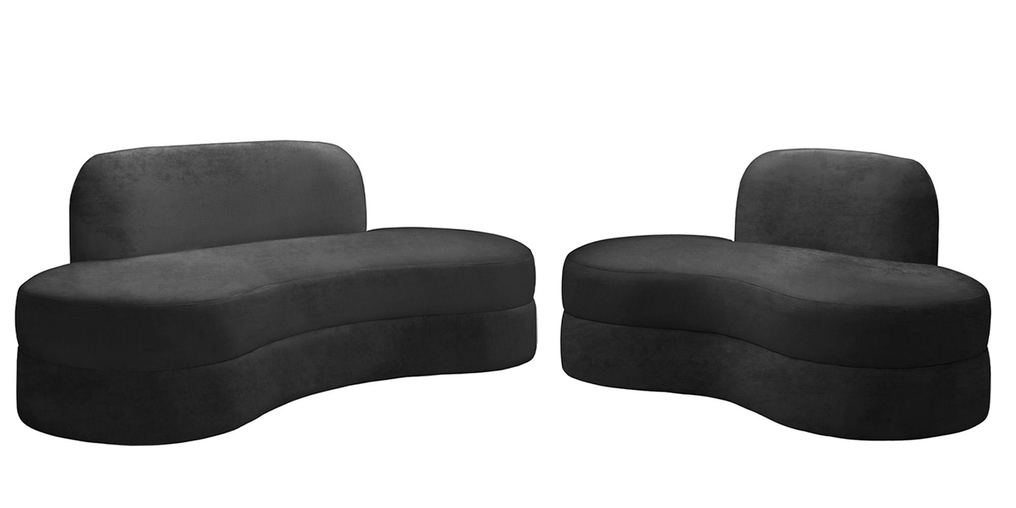 Contemporary Sofa Set MITZY 606Black-S-Set-2 606Black-S-Set-2 in Black Velvet