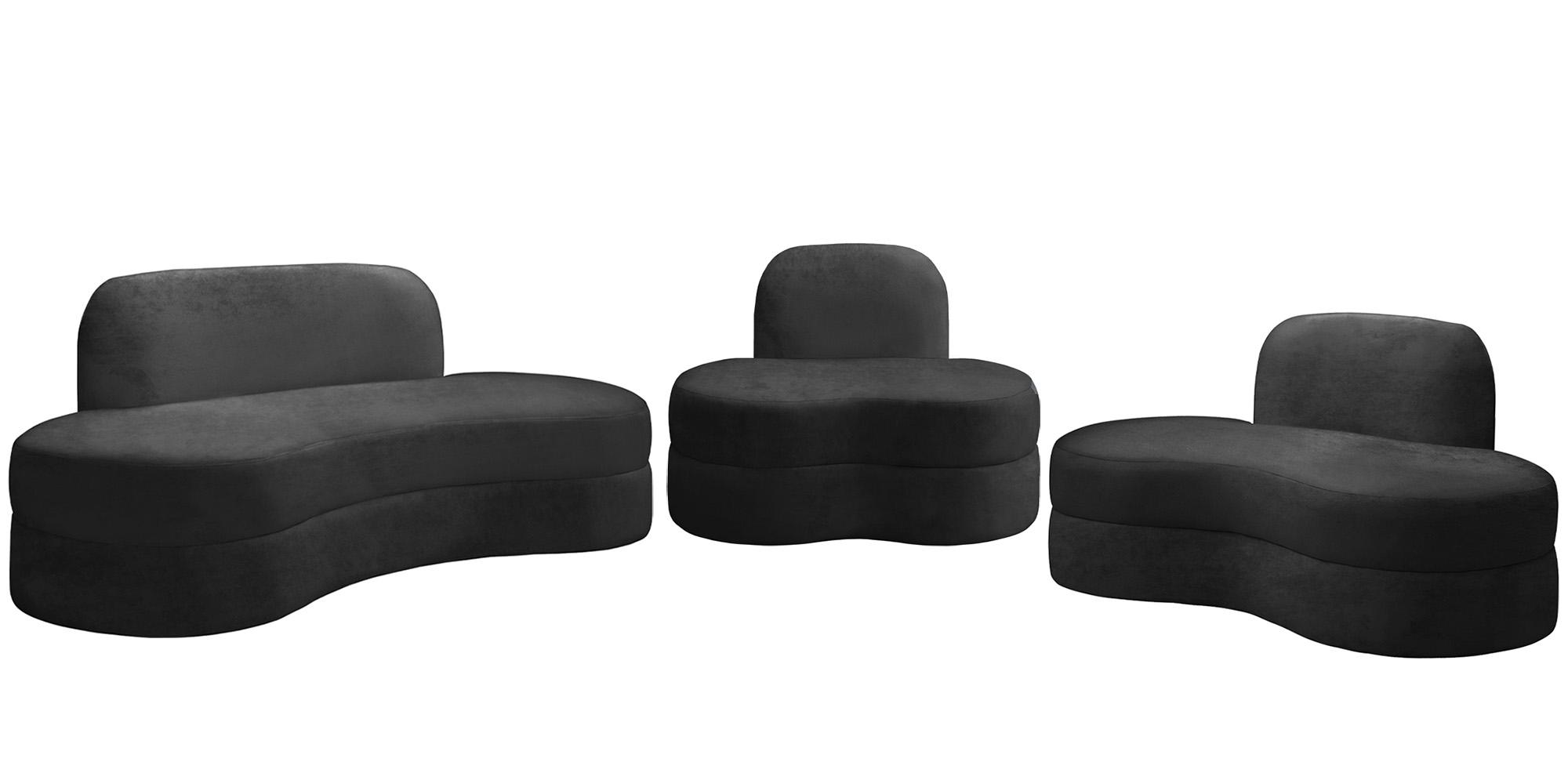 Contemporary Sofa Set MITZY 606Black-S-Set-3 606Black-S-Set-3 in Black Velvet